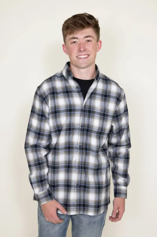 Plaid Flannel Shirt for Men in Green/Blue | FW1953-ECRUTAUPE sold by Glik’s