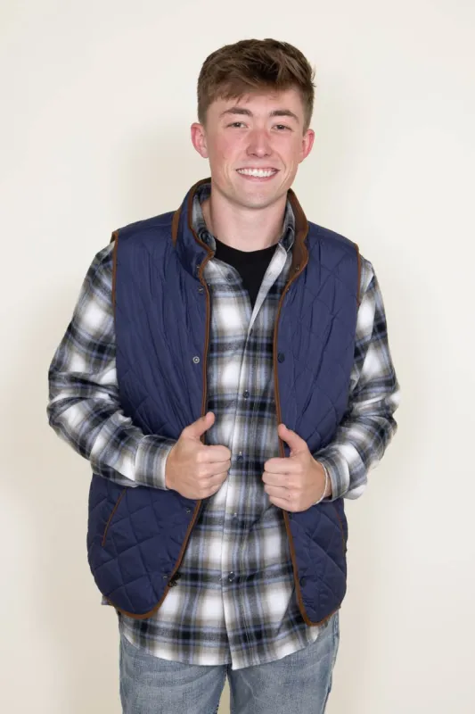 Quilted Field Vest for Men in Indigo Blue | 9028-INDIGO sold by Glik’s