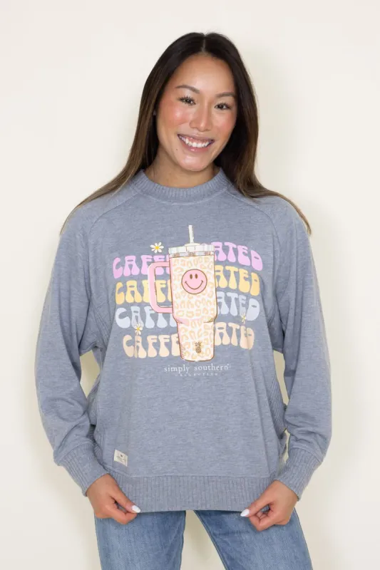Simply Southern Caffeinated Crewneck for Women in Heather Grey | RCREW-CAFF-HTHRGRY sold by Glik’s