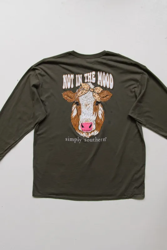 Simply Southern Plus Size Long Sleeve Not In The Mood T-Shirt for Women in Green | EXT-CLR-LS-NOTINTHEMOOD-MOSS sold by Glik’s