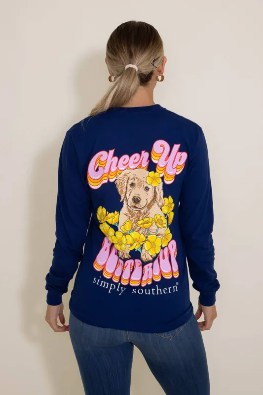 Simply Southern Long Sleeve Cheer Up T-Shirt for Women in Blue | CLR-LS-CHEERUP-MIDNIGHT sold by Glik’s
