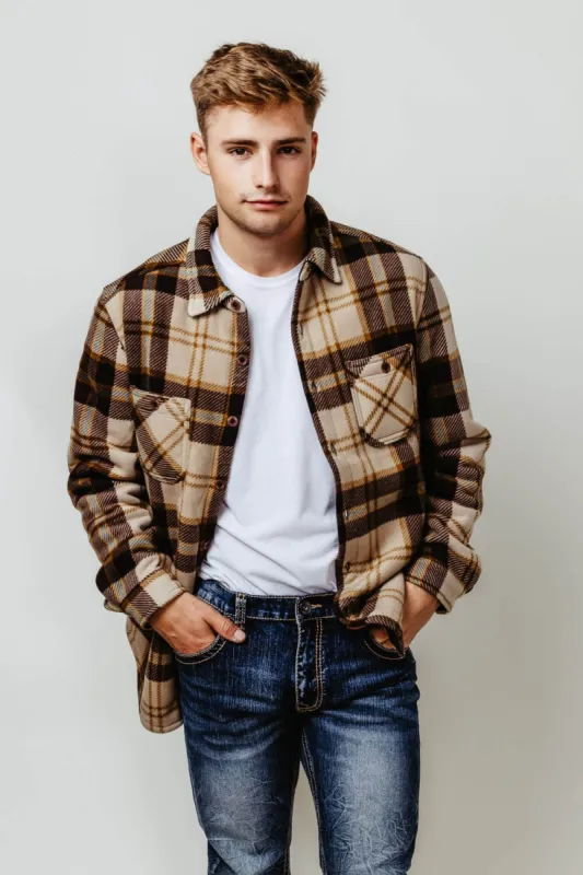 Weatherproof Vintage Sherpa Lined Fleece Shirt Jacket for Men in Brown | F2330871GK-LATTE sold by Glik’s