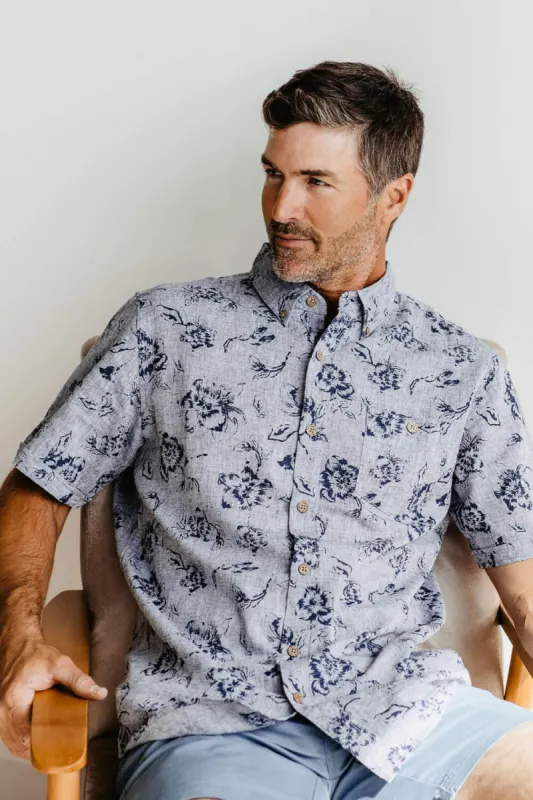 Weatherproof Vintage Linen Shirt for Men in Blue Floral | S2384299GK-DRESSBLUE sold by Glik’s