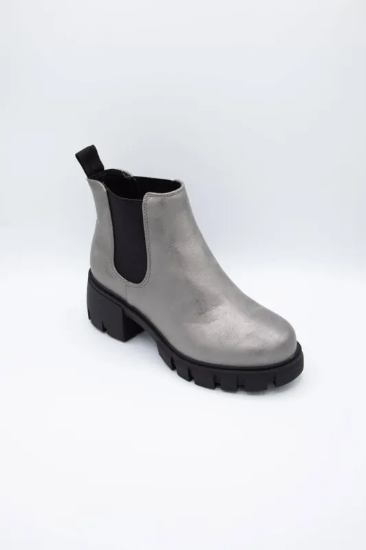 Soda Poppy Lug Booties for Women in Pewter Grey | POPPY-S PEWTER sold by Glik’s