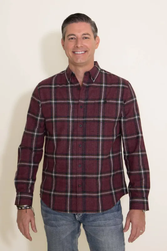 Weatherproof Vintage Flannel Shirt for Men in Dark Red | F2385572GK-CABERNET sold by Glik’s