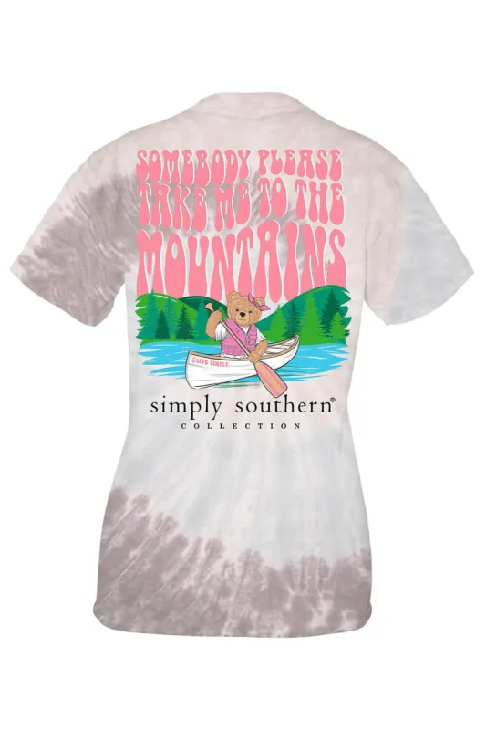 Simply Southern Plus Size Take Me To The Mountains T-Shirt for Women in Tie-Dye Grey | EXT-SS-BEAR-MANTEO sold by Glik’s