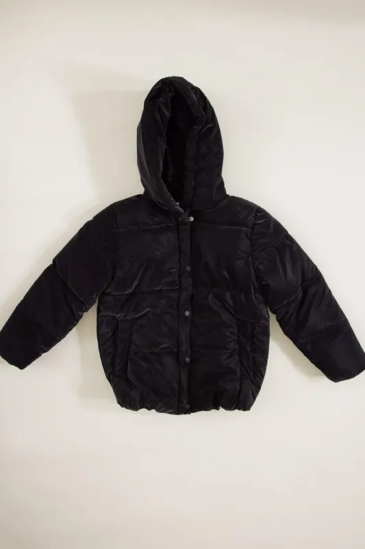 Youth Cire Twill Hooded Puffer Jacket for Girls in Black | 5354ABK-BLACK sold by Glik’s