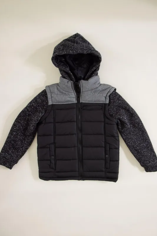 Youth Puffer Vest Knit Hood Jacket for Boys in Black | 4VT6091B sold by Glik’s