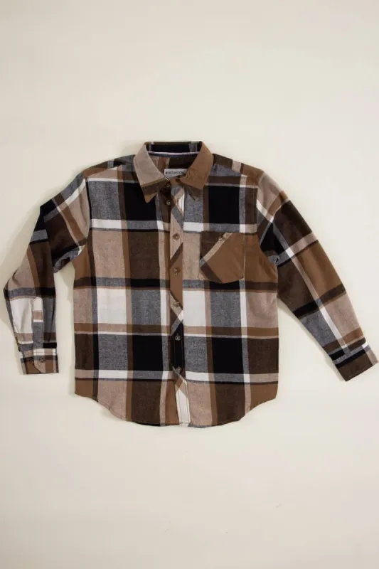 Youth Plaid Button Up Flannel for Boys in Tan | 3FL5685B sold by Glik’s