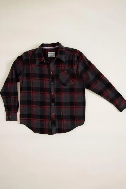 Youth Plaid Button Up Flannel for Boys in Red | 1FL5009B sold by Glik’s