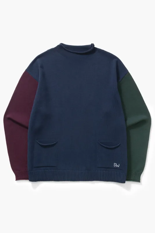 Mock Smock Sweater - Tricolour sold by Service Works
