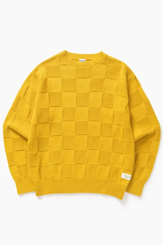 Check Knit Crewneck - Ochre sold by Service Works