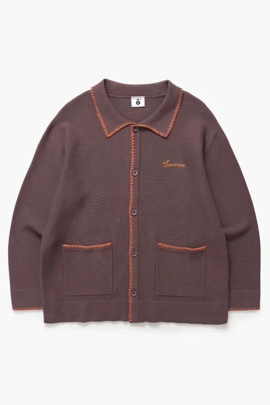 Blanket Stitch Cardigan - Brown sold by Service Works