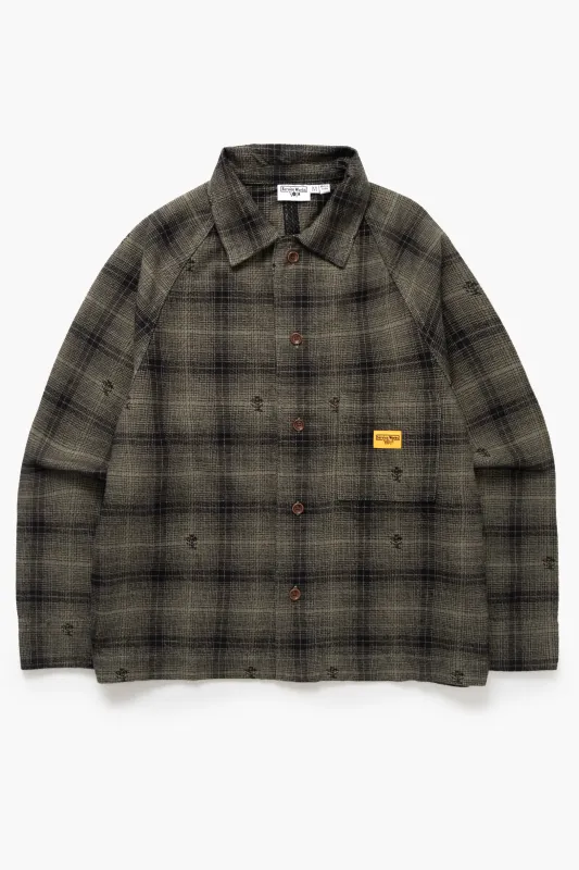 Thistle Plaid Front Of House Jacket - Olive sold by Service Works