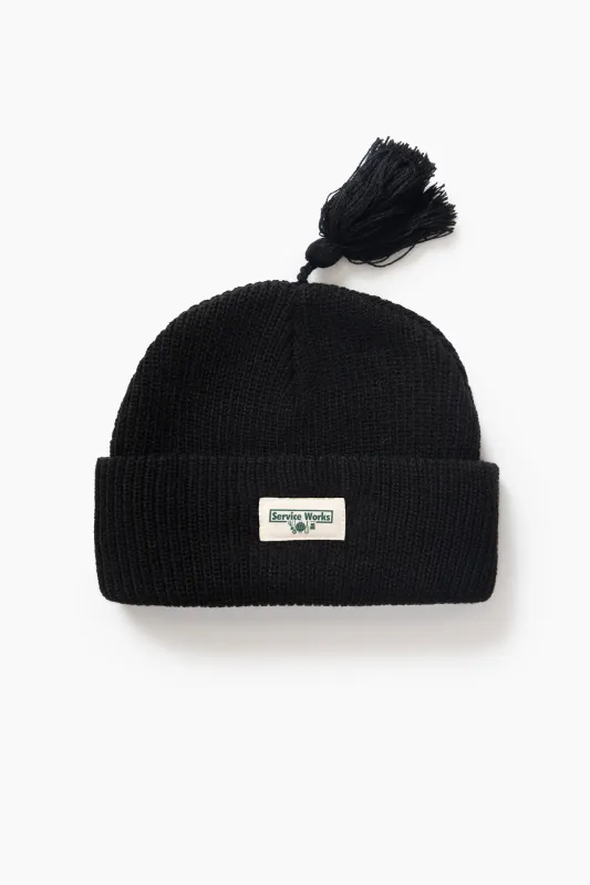 Tassel Beanie - Black sold by Service Works