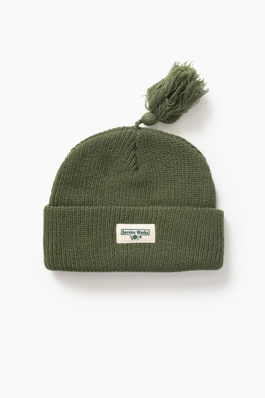 Tassel Beanie - Olive sold by Service Works