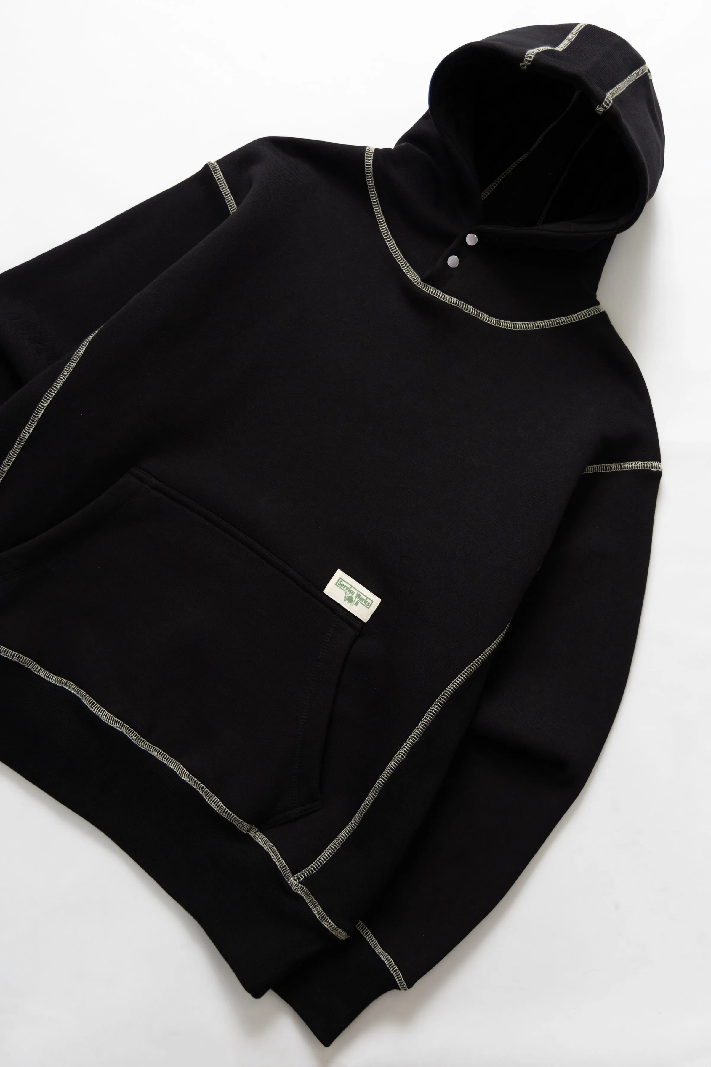 Contrast Stitch Hoodie - Black sold by Service Works product image thumbnail 2
