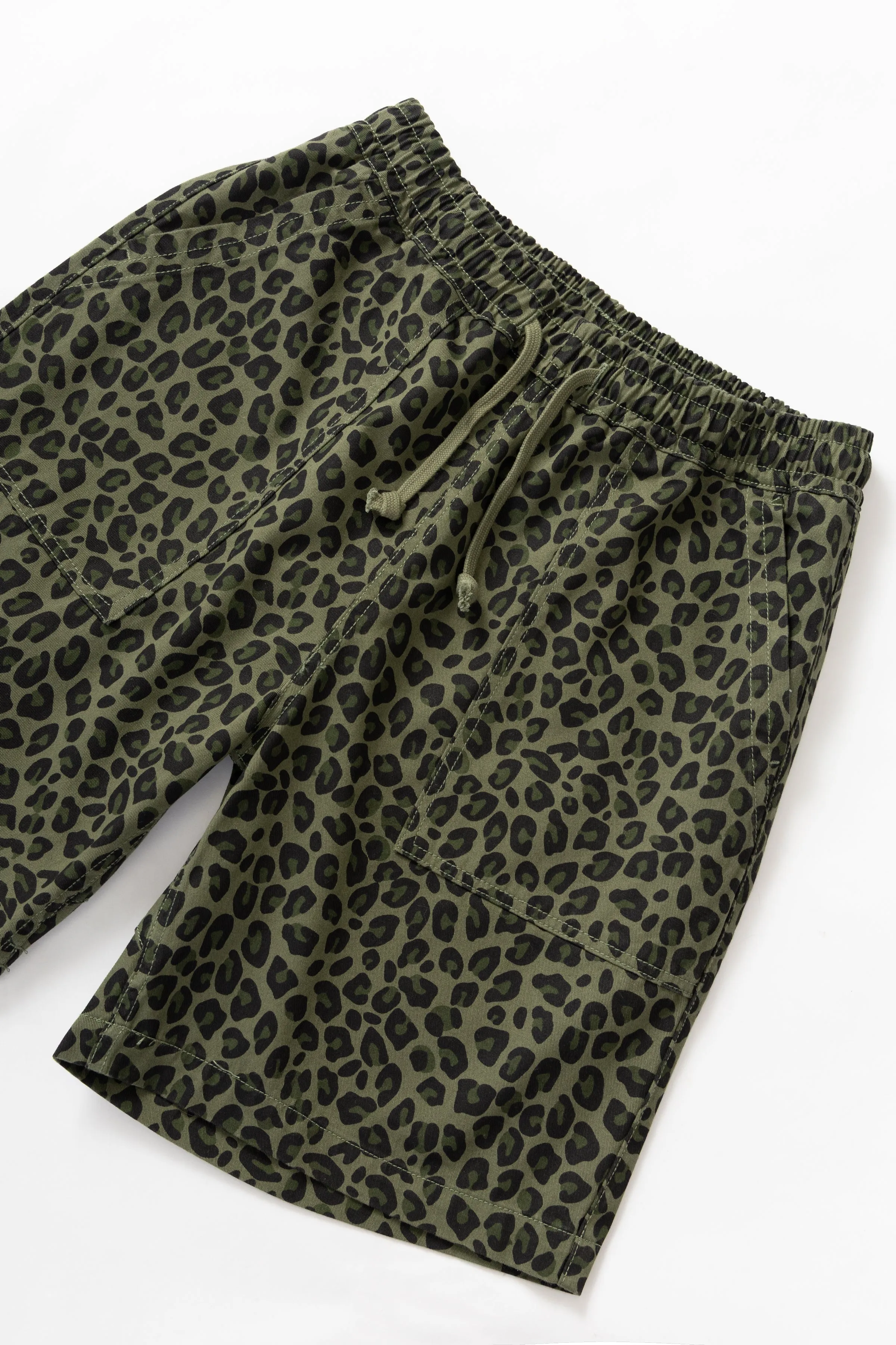 Patterned Chef Shorts - Green Leopard sold by Service Works product image thumbnail 2