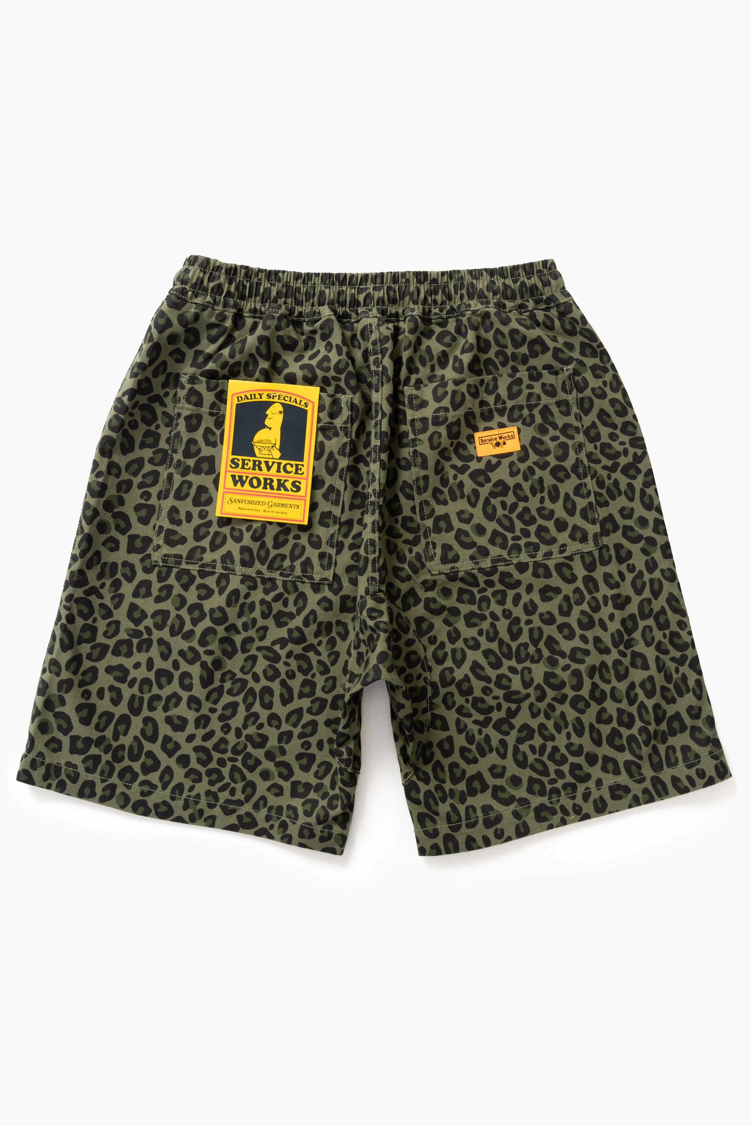 Patterned Chef Shorts - Green Leopard sold by Service Works product image thumbnail 5