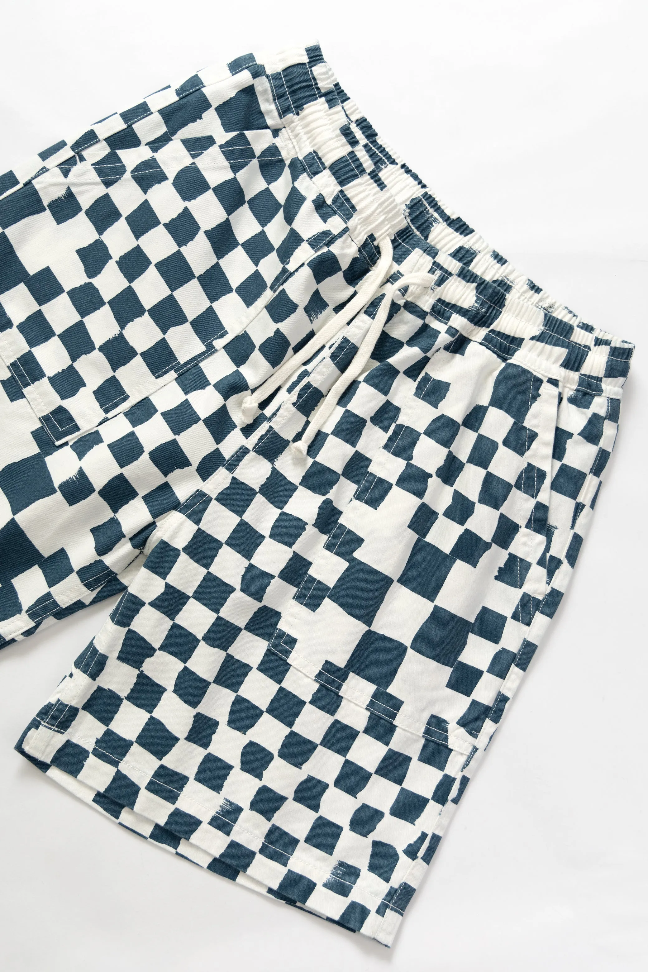 Printed Chef Shorts - Teal Checker sold by Service Works product image thumbnail 2