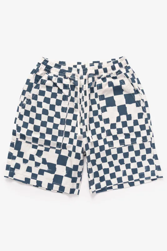 Printed Chef Shorts - Teal Checker sold by Service Works