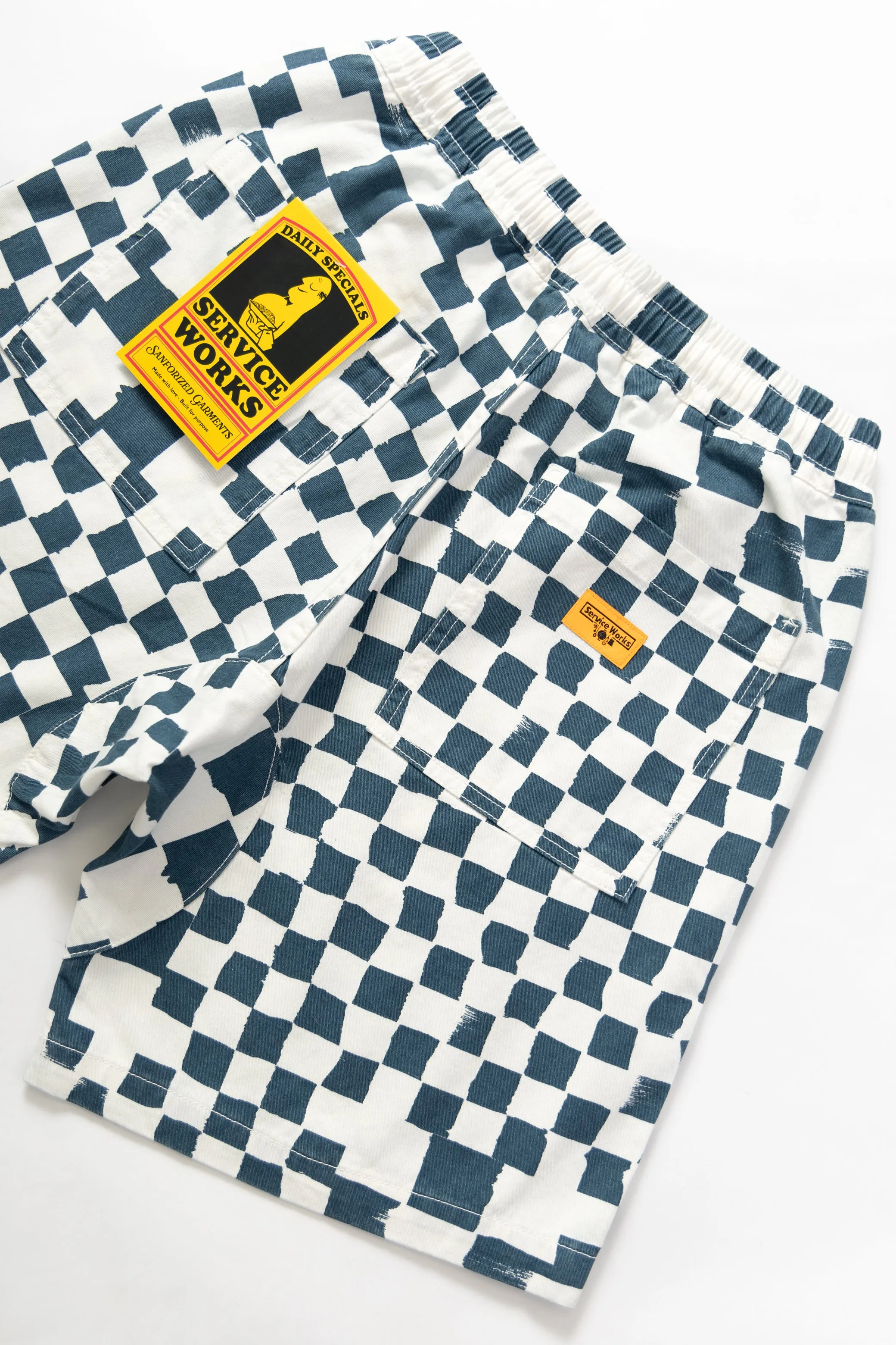 Printed Chef Shorts - Teal Checker sold by Service Works product image thumbnail 4
