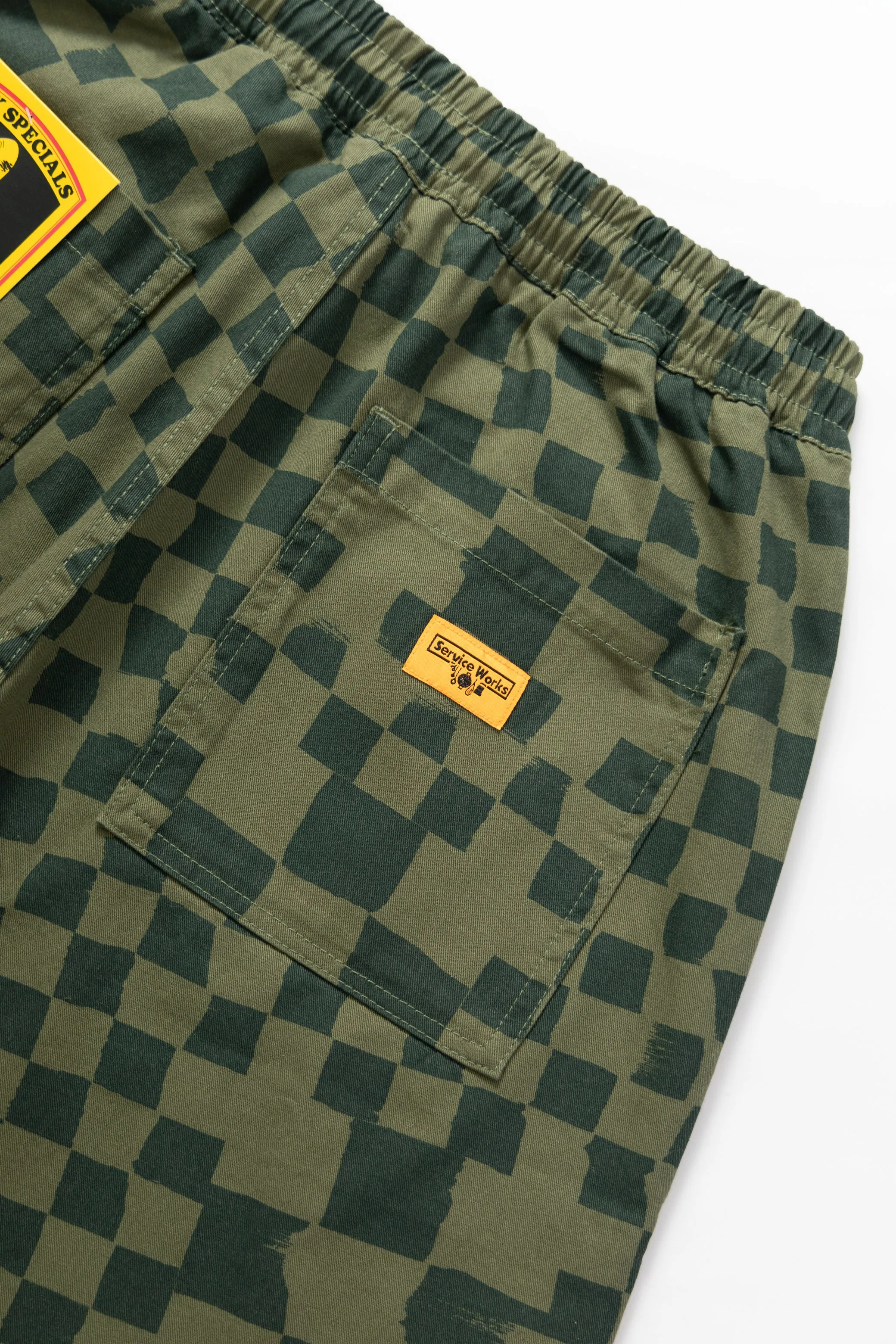 Printed Chef Shorts - Olive Checker sold by Service Works product image thumbnail 5