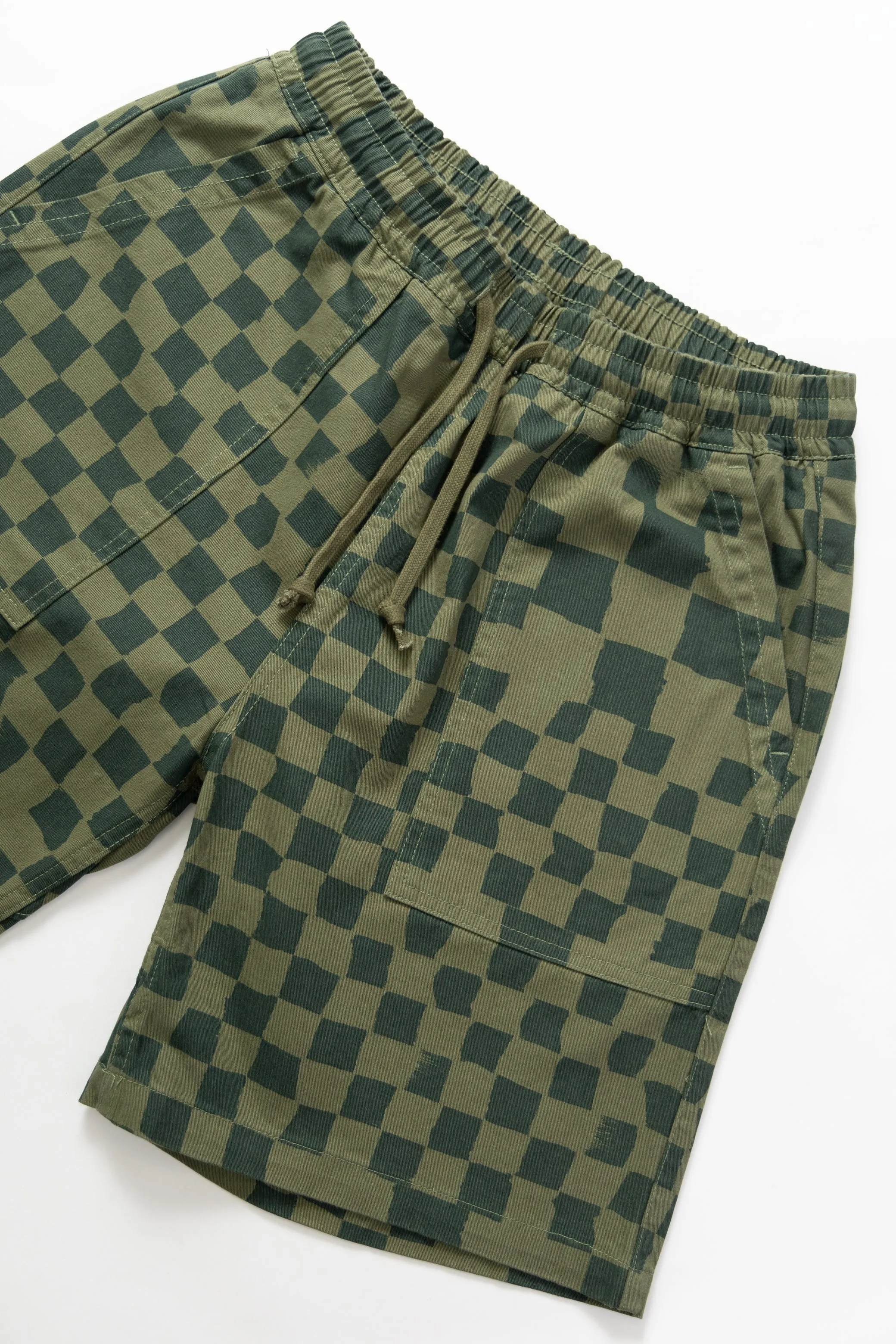 Printed Chef Shorts - Olive Checker sold by Service Works product image thumbnail 2