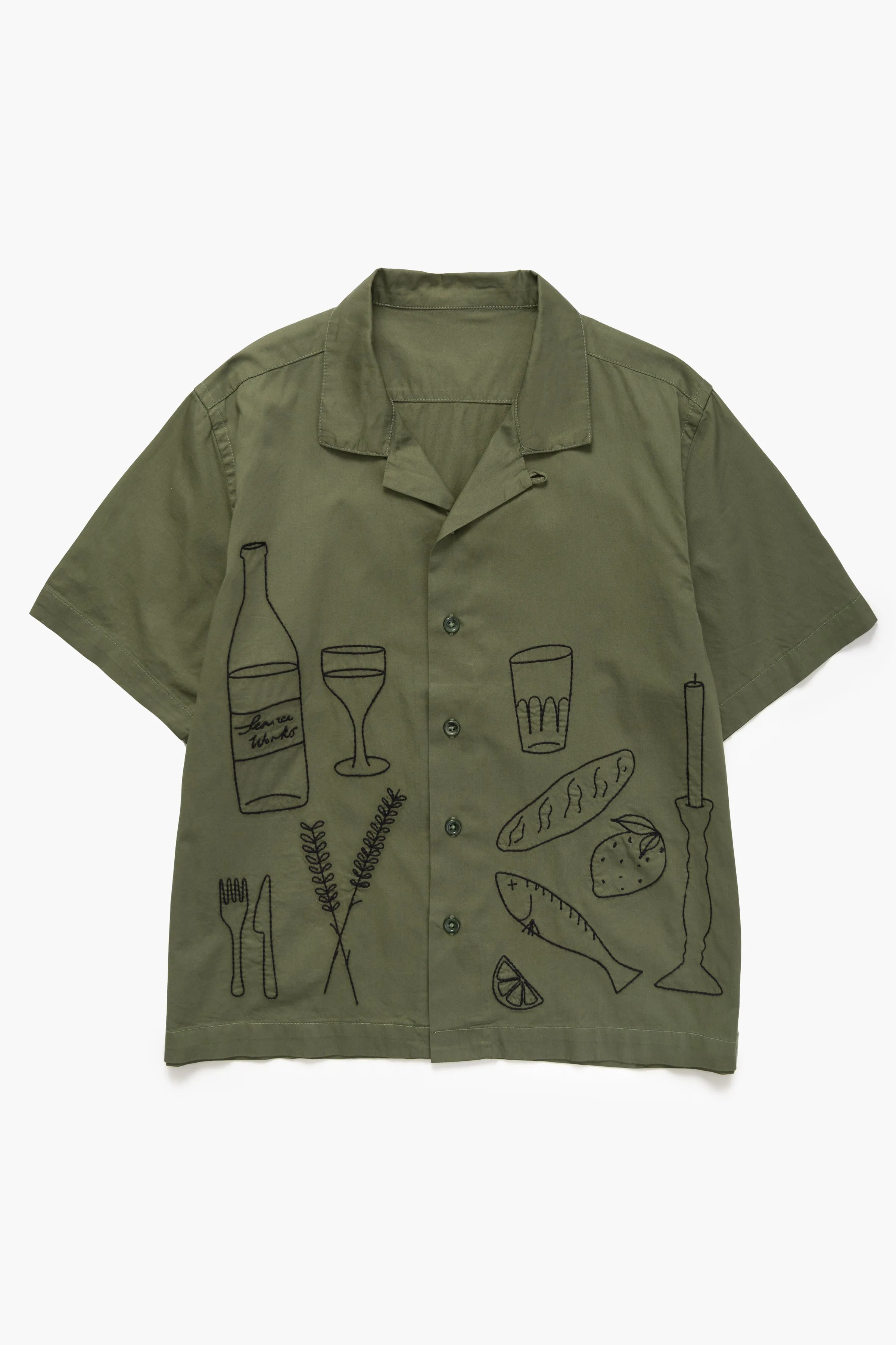 Light Twill Picnic Short Sleeve Shirt - Olive sold by Service Works
