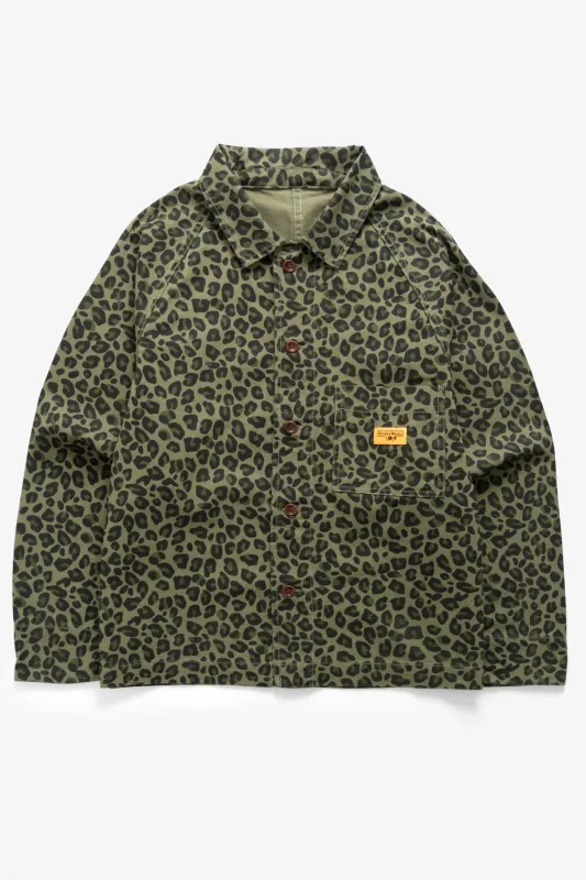 Patterned Front Of House Jacket - Green Leopard sold by Service Works