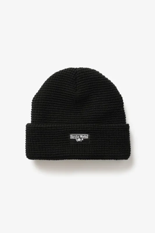 Waffle Logo Beanie - Black sold by Service Works