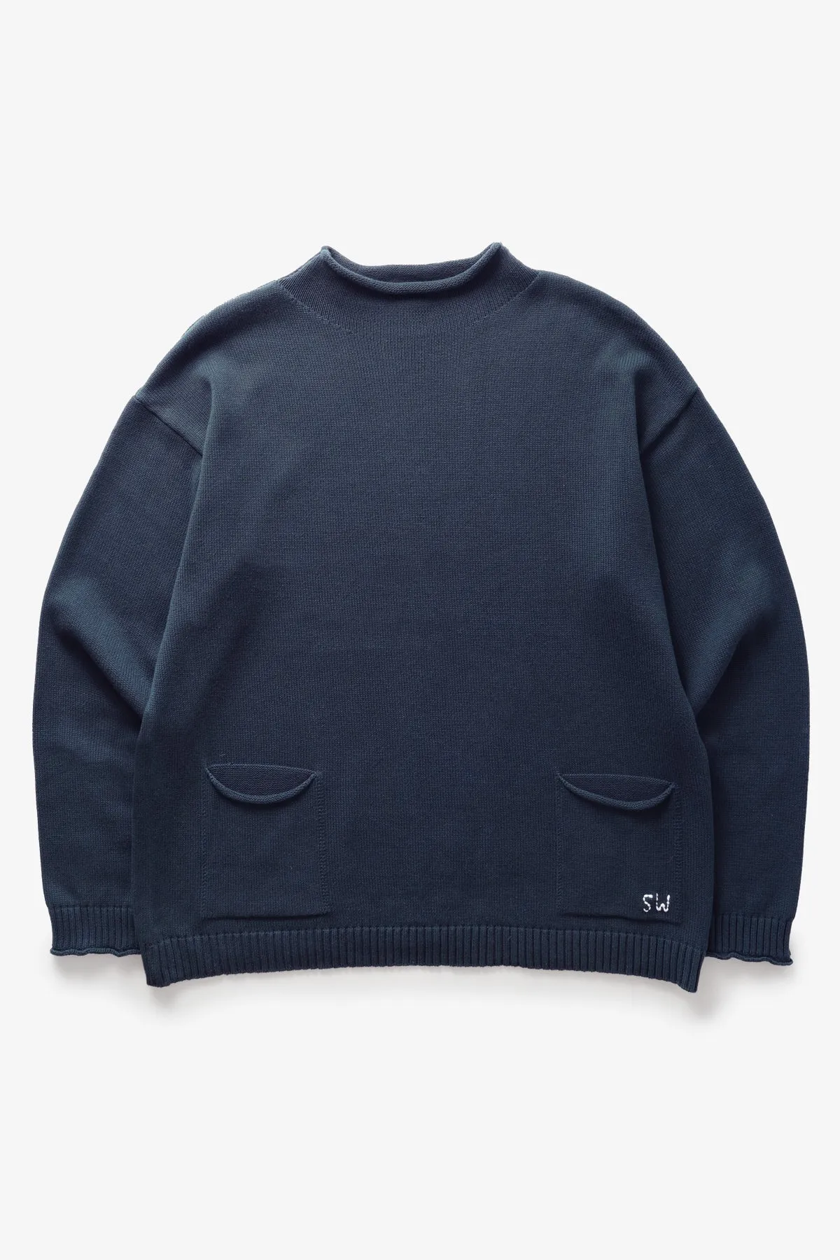 Mock Smock Sweater - Navy sold by Service Works