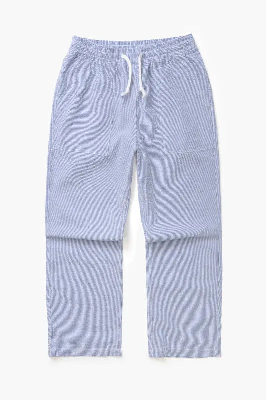 Seersucker Chef Pants - Navy Stripe made by Service Works