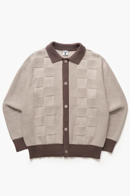 Check Panel Cardigan - Mushroom made by Service Works