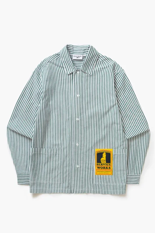 Poplin Stripe Waiter Shirt - Forest made by Service Works