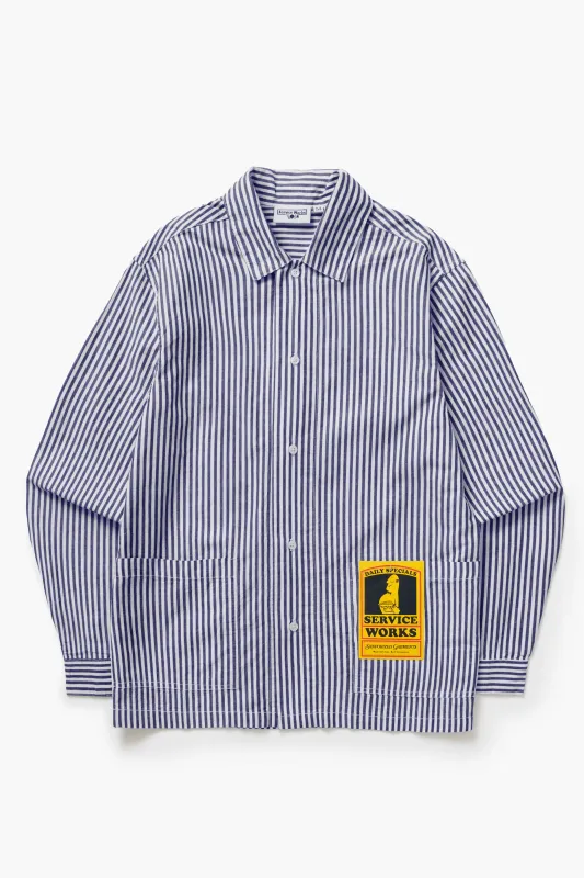 Poplin Stripe Waiter Shirt - Royal made by Service Works