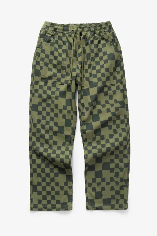 Printed Chef Pants - Olive Checker sold by Service Works