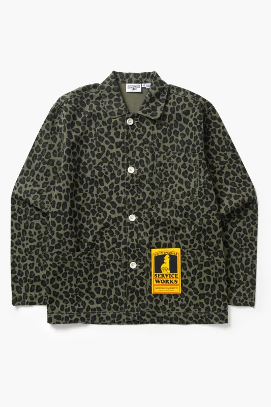 Patterned Easy Chef Shirt - Green Leopard made by Service Works