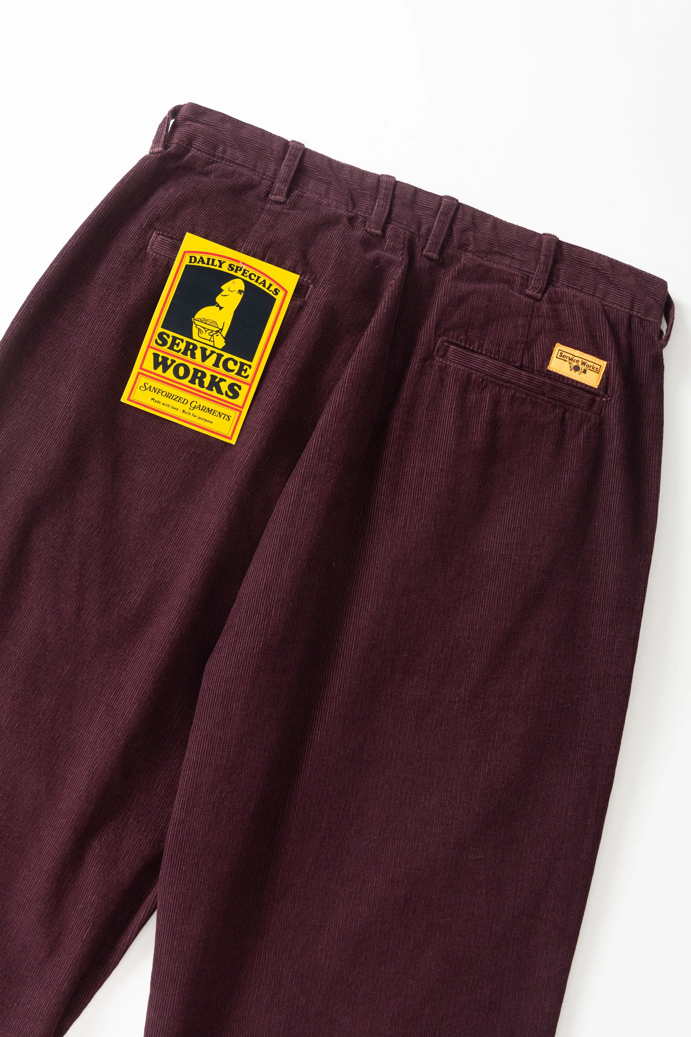 Fine Cord Part Timer Pant - Burgundy sold by Service Works product image thumbnail 5