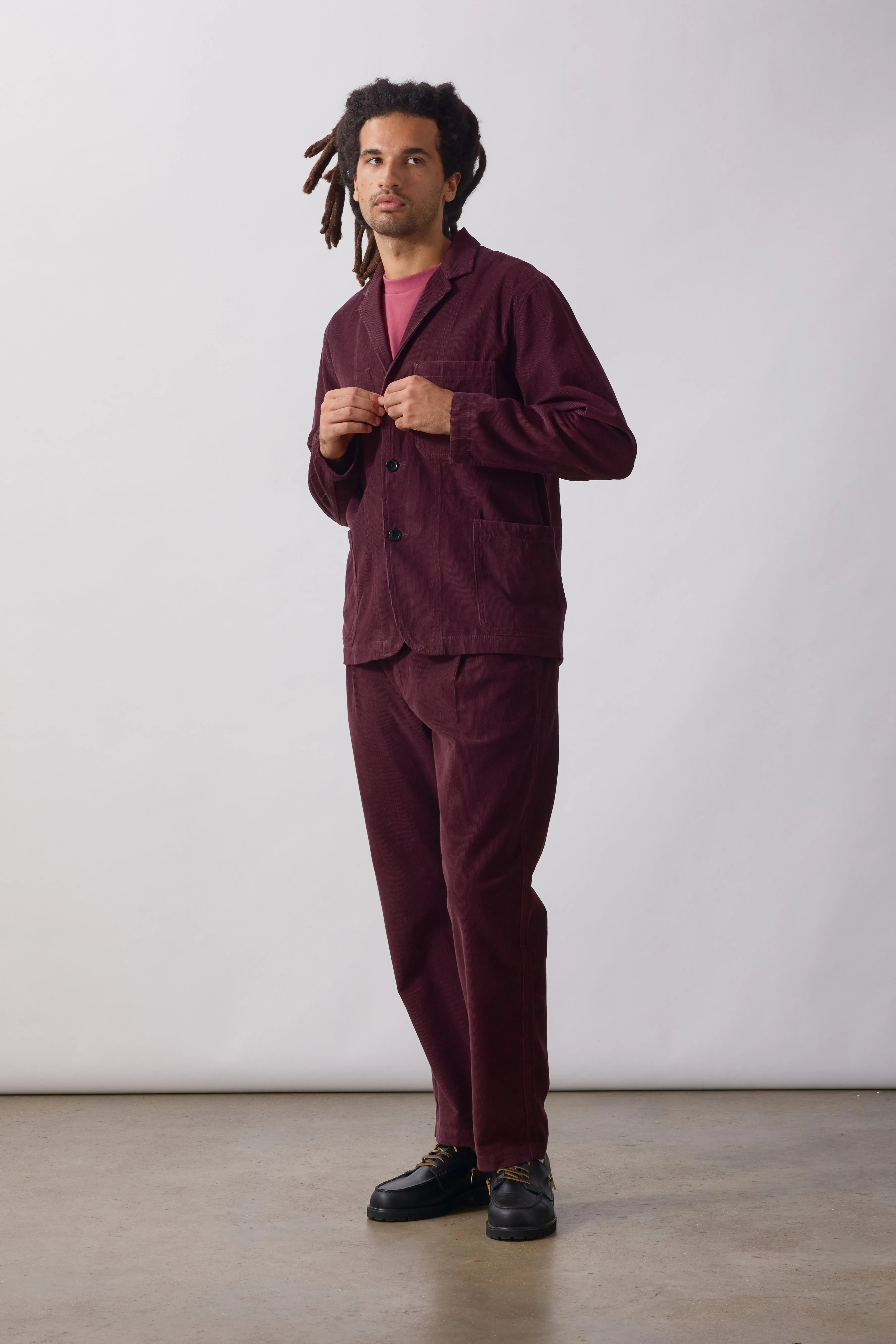 Fine Cord Server Suit Jacket - Burgundy sold by Service Works product image thumbnail 3