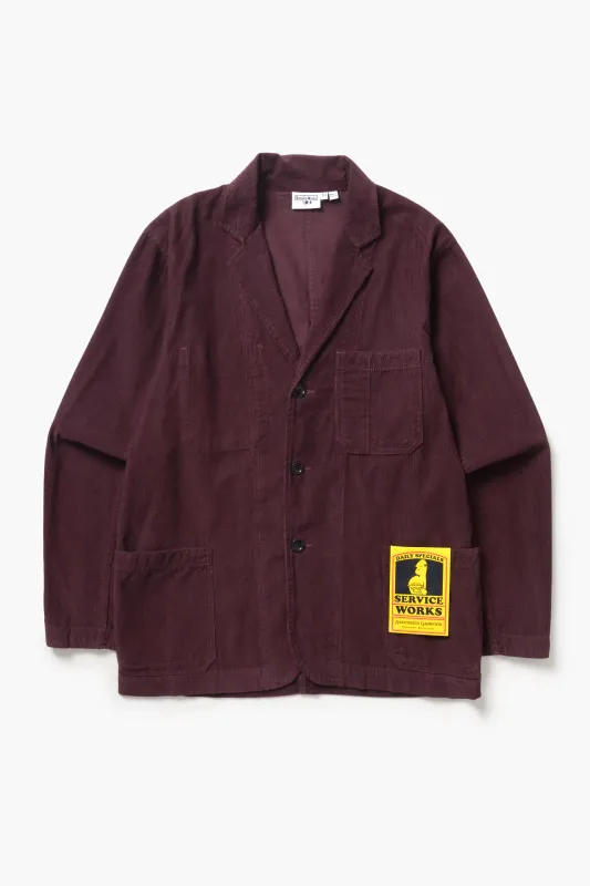 Fine Cord Server Suit Jacket - Burgundy made by Service Works