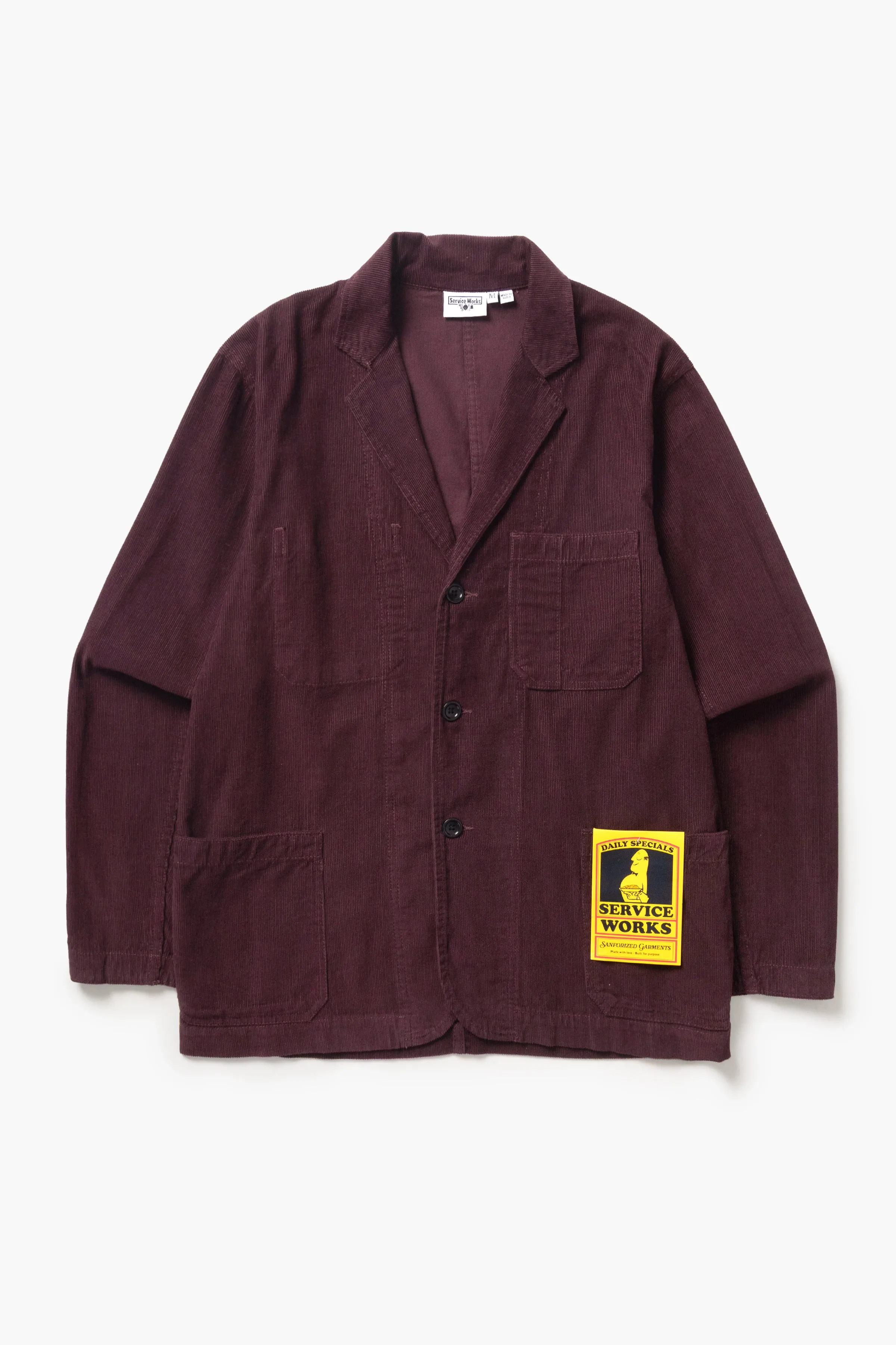 Fine Cord Server Suit Jacket - Burgundy sold by Service Works