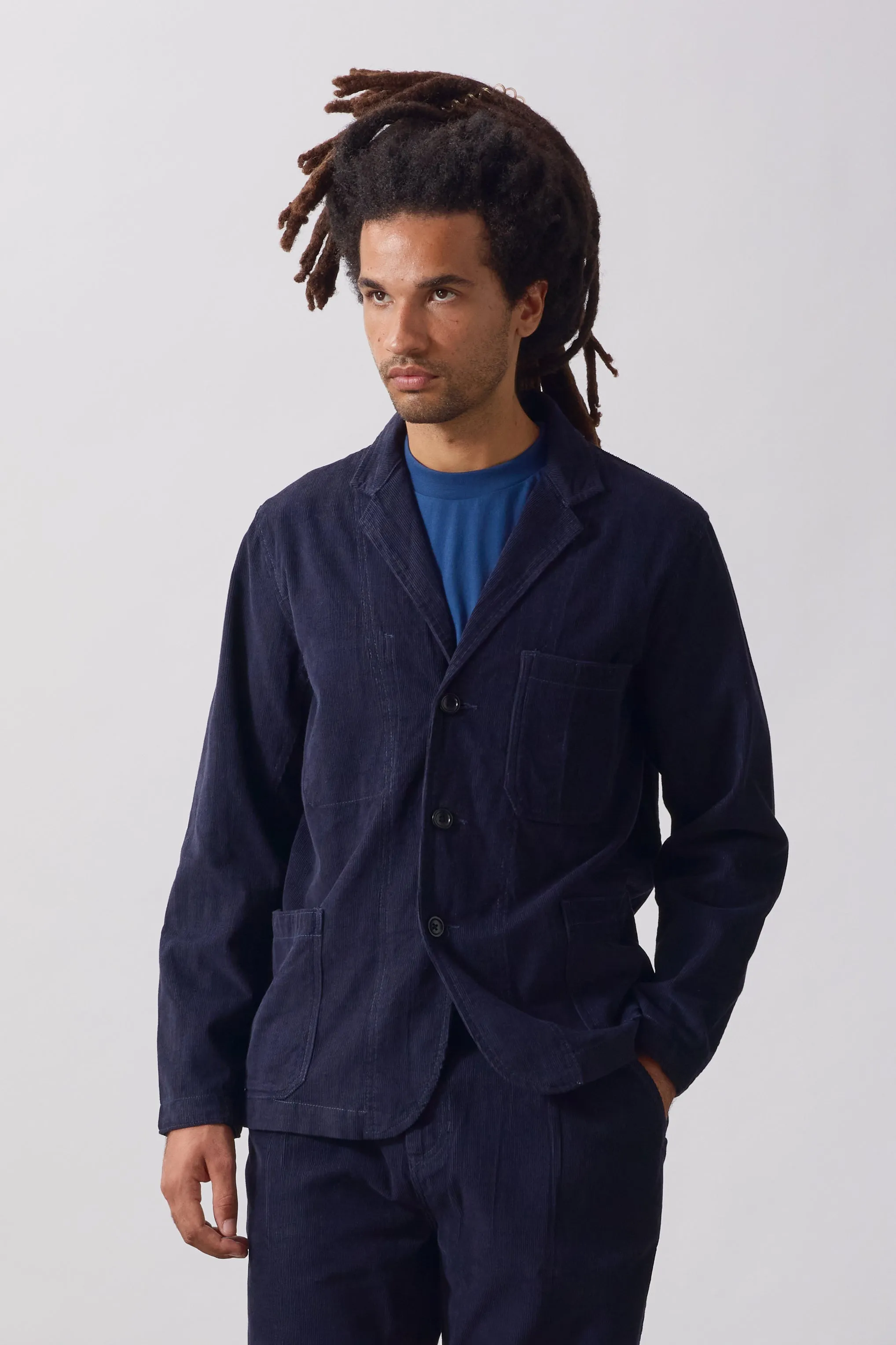 Fine Cord Server Suit Jacket - Dark Navy sold by Service Works product image thumbnail 2