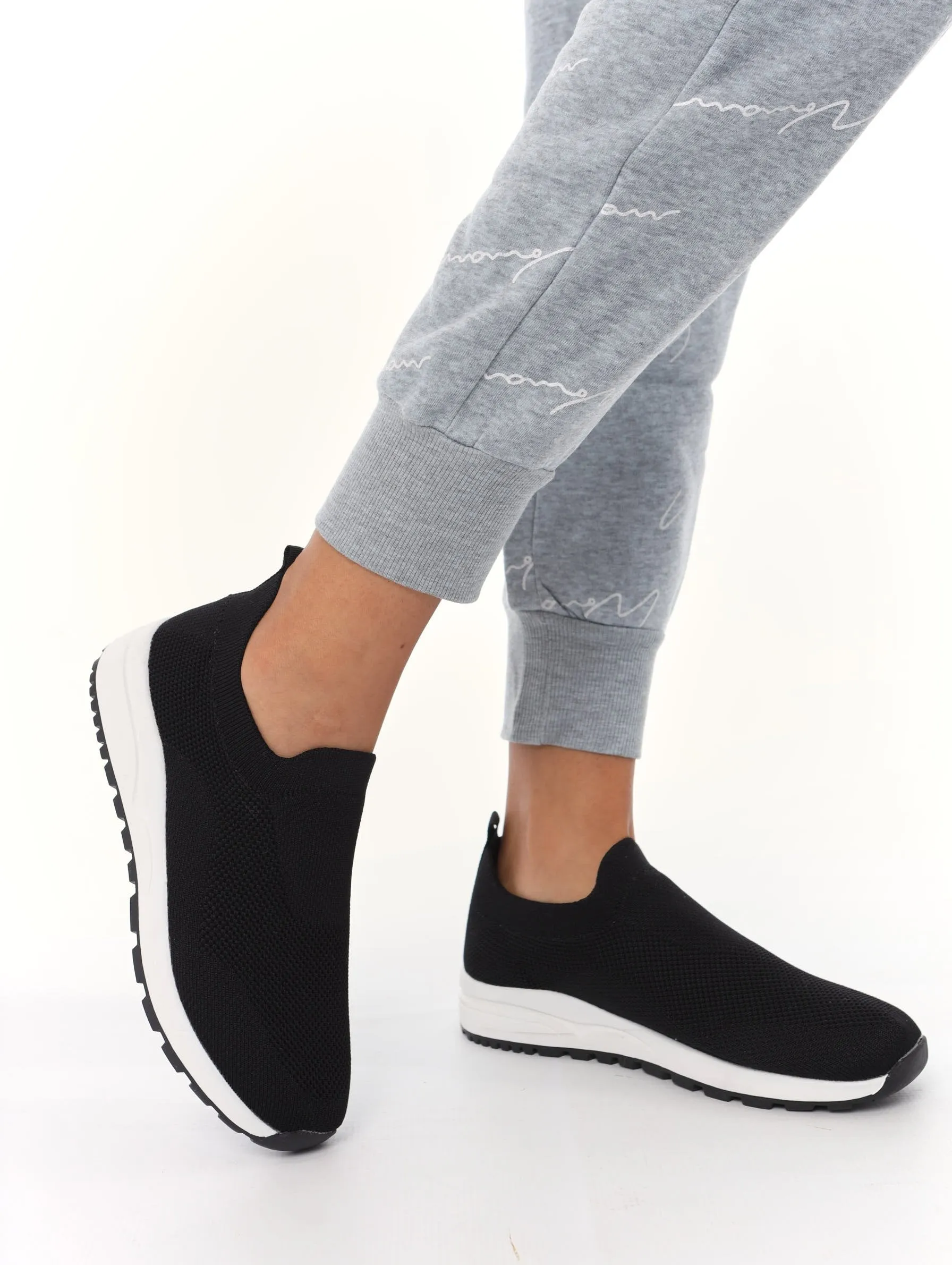 Ladies Knit Retro Sneaker - Black sold by Edgars