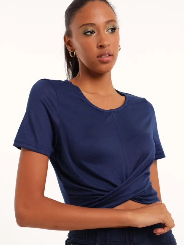 Ladies Front Twist Top - Navy sold by Edgars 