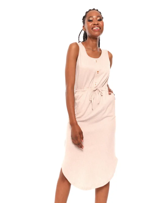 Ladies Waisted Tank Dress - Oatmeal sold by Edgars 