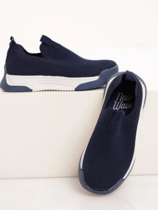 Boys Knit Sneaker - Navy sold by Edgars 