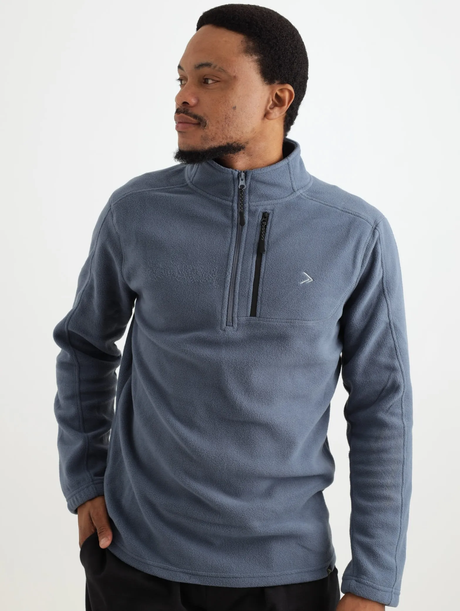 Men's Basic 1/4 Zip Microfleece Vintage Jacket - Blue sold by Edgars