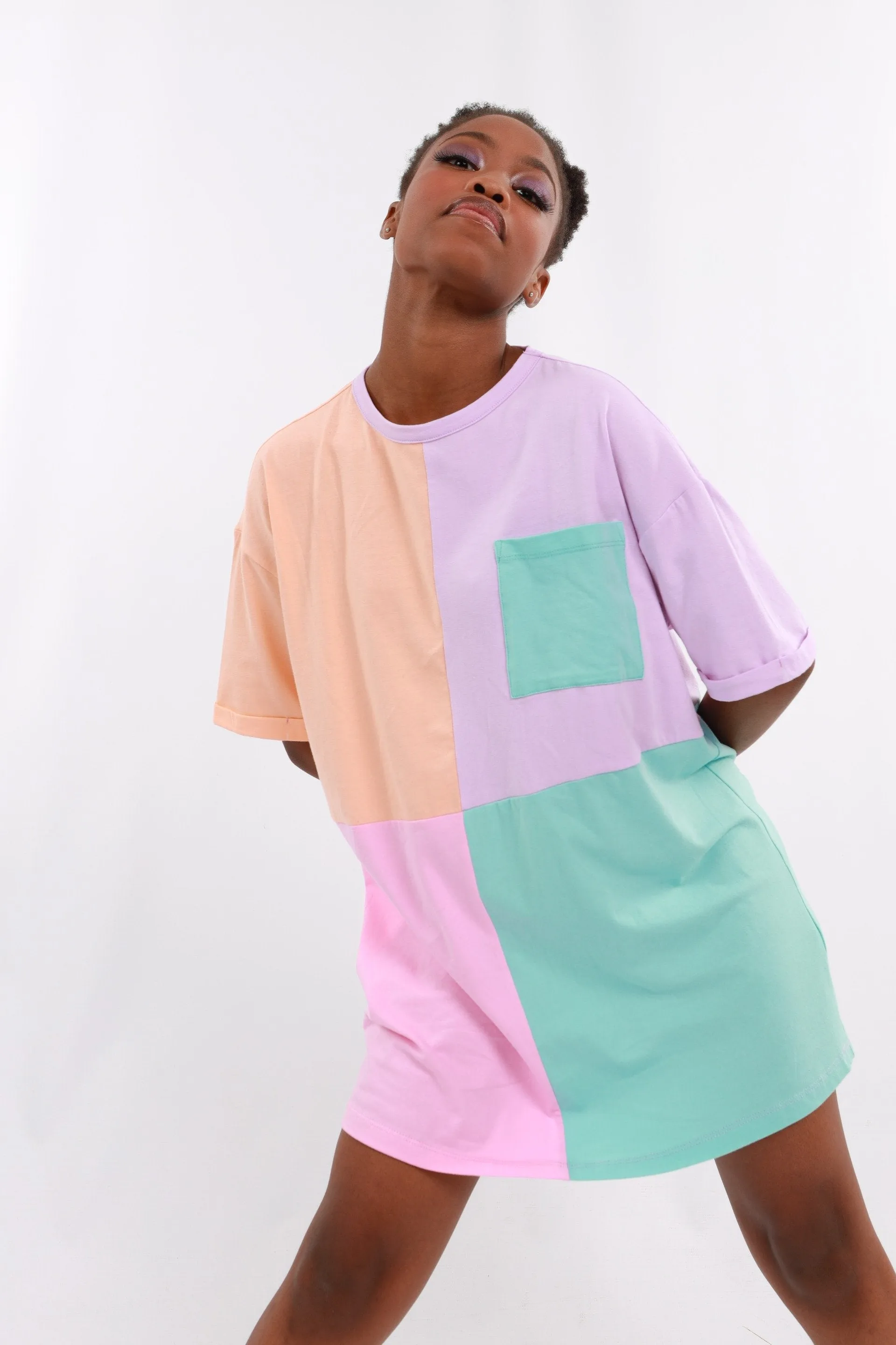 Ladies Blocked Oversize T-Shirt Dress sold by Edgars