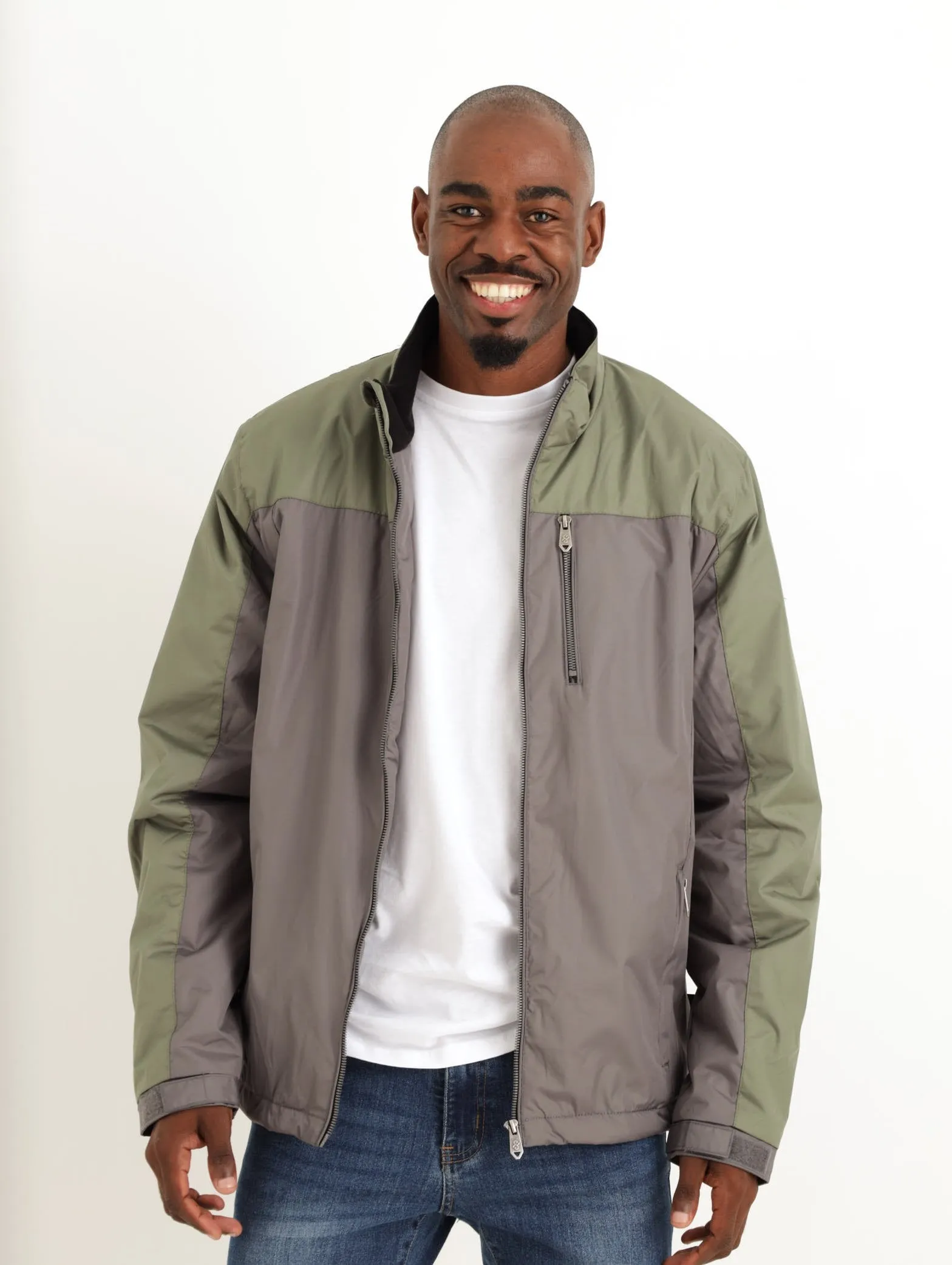 Men's Color Block Jacket - Grey/Olive sold by Edgars
